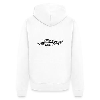 Feder - Unisex Premium Bio Zip Hoodie - Weiß - Hinten - Thijin (182cm)