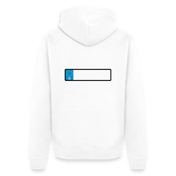 Namensschild - Unisex Premium Bio Zip Hoodie - Weiß - Hinten - Thijin (182cm)