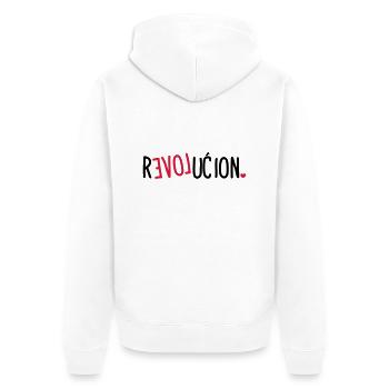 Love Revolucion - Unisex Premium Bio Zip Hoodie - Weiß - Hinten - Thijin (182cm)