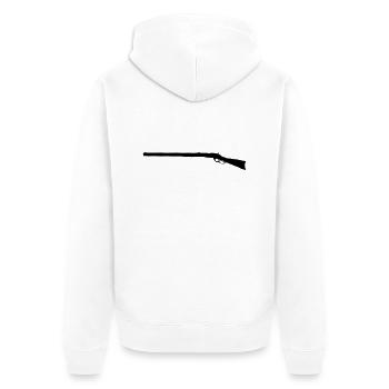 winchester73_vec_1 de - Unisex Premium Bio Zip Hoodie - Weiß - Hinten - Thijin (182cm)
