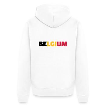 Belgien - Unisex Premium Bio Zip Hoodie - Weiß - Hinten - Thijin (182cm)