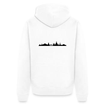 Skyline Dresden - Unisex Premium Bio Zip Hoodie - Weiß - Hinten - Thijin (182cm)