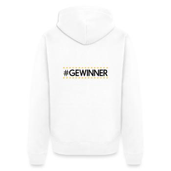 #Gewinner - Unisex Premium Bio Zip Hoodie - Weiß - Hinten - Thijin (182cm)