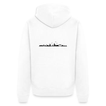 Skyline - Insel Usedom - Unisex Premium Bio Zip Hoodie - Weiß - Hinten - Thijin (182cm)