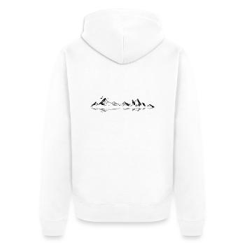 BERGE Gebirge Landschaft Silhouette Panorama - Unisex Premium Bio Zip Hoodie - Weiß - Hinten - Thijin (182cm)