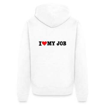 J'aime moi Job - Travail - Veste à capuche bio Premium Unisexe - blanc - Dos - Thijin (182cm)