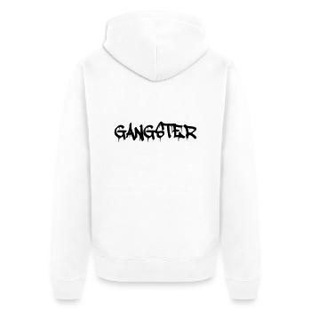 gangster - Unisex Premium Bio Zip Hoodie - Weiß - Hinten - Thijin (182cm)
