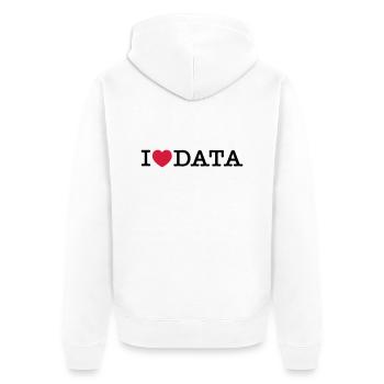 Daten I Love - Unisex Premium Bio Zip Hoodie - Weiß - Hinten - Thijin (182cm)