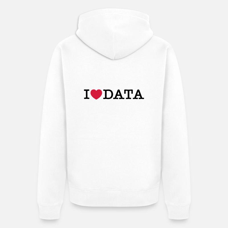 I Love Data - Veste à capuche bio Premium Unisexe - blanc