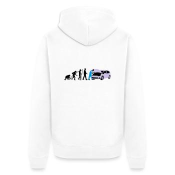 evolution_kfz_mechaniker_122013_b_3c - Unisex Premium Bio Zip Hoodie - Weiß - Hinten - Thijin (182cm)
