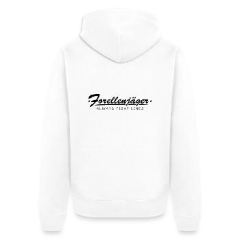 Forellenjäger - Unisex Premium Bio Zip Hoodie - Weiß - Hinten - Thijin (182cm)