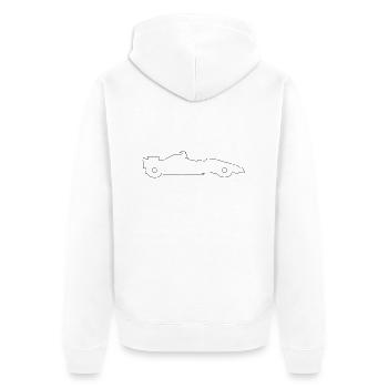 racer - Unisex Premium Bio Zip Hoodie - Weiß - Hinten - Thijin (182cm)