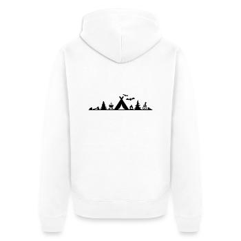 Freizeit - Camping Zelten Wald - Unisex Premium Bio Zip Hoodie - Weiß - Hinten - Thijin (182cm)