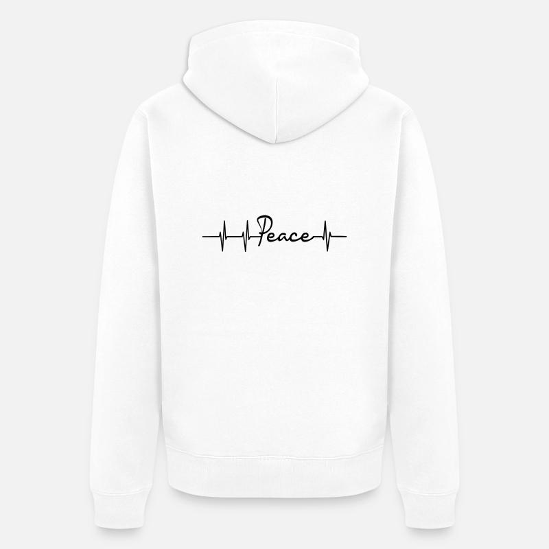 Peace Herzfrequenz - Unisex Premium Bio Zip Hoodie - Weiß