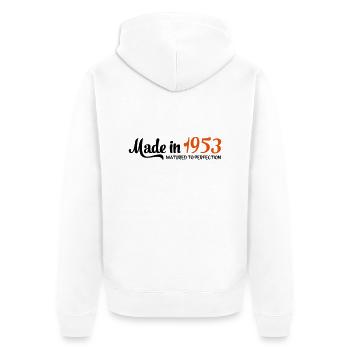 1953 - Unisex Premium Organic Zip Hoodie - white - Back - Thijin (182cm)