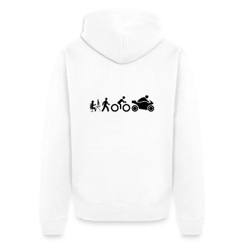 Evolution eines Motorradfahrers - Unisex Premium Bio Zip Hoodie - Weiß - Hinten - Thijin (182cm)