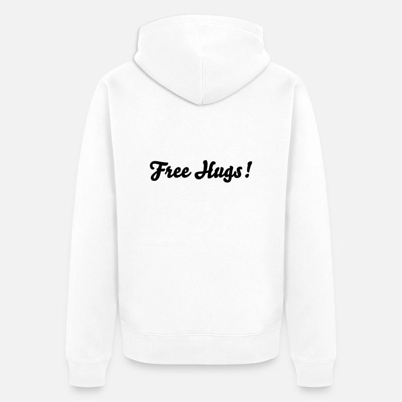 Free Hugs! - Unisex Premium Bio Zip Hoodie - Weiß
