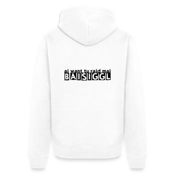 BAISIGGL - Unisex Premium Bio Zip Hoodie - Weiß - Hinten - Thijin (182cm)