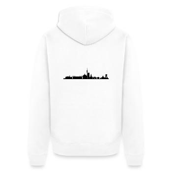 Skyline Dortmund Schwarz - Unisex Premium Bio Zip Hoodie - Weiß - Hinten - Thijin (182cm)