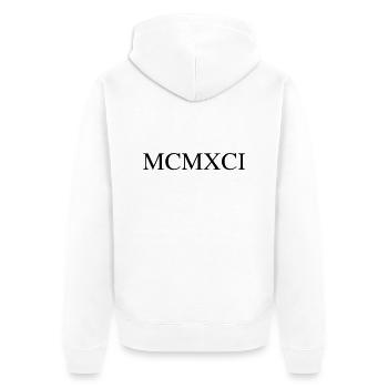 1991 - Unisex Premium Organic Zip Hoodie - white - Back - Thijin (182cm)