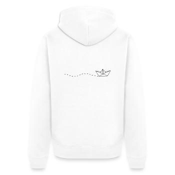 Papierschiffchen - Unisex Premium Bio Zip Hoodie - Weiß - Hinten - Thijin (182cm)