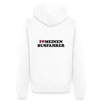 Busfahrer - Unisex Premium Bio Zip Hoodie - Weiß - Hinten - Thijin (182cm)