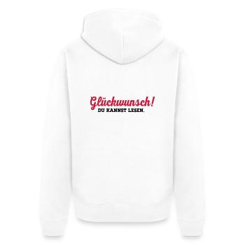 lesen - Unisex Premium Bio Zip Hoodie - Weiß - Hinten - Thijin (182cm)