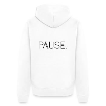 Pause. - Unisex Premium Bio Zip Hoodie - Weiß - Hinten - Thijin (182cm)
