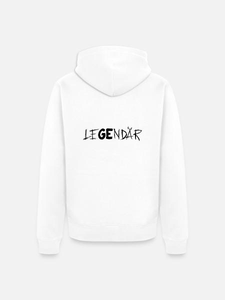 Frauen T-Shirt mit gerollten Ärmeln "LeGEndär" - - Unisex Premium Bio Zip Hoodie - Weiß