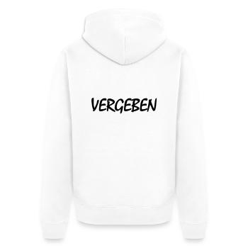 Vergeben - Unisex Premium Bio Zip Hoodie - Weiß - Hinten - Thijin (182cm)