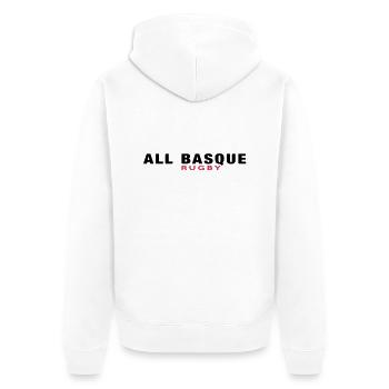 ALL BASKEN Rugby v1 (2c) - Unisex Premium Bio Zip Hoodie - Weiß - Hinten - Thijin (182cm)