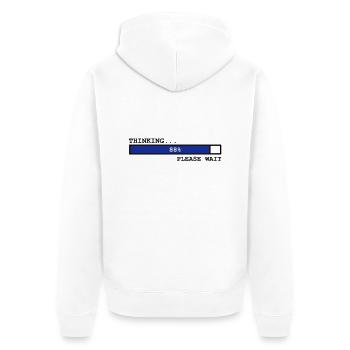 Thinking... 88 Prozent Please Wait - Unisex Premium Bio Zip Hoodie - Weiß - Hinten - Thijin (182cm)