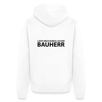 bauherr - Unisex Premium Bio Zip Hoodie - Weiß - Hinten - Thijin (182cm)