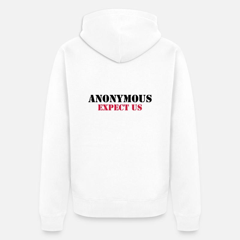 Anonymous : Expect us - Unisex Premium Bio Zip Hoodie - Weiß