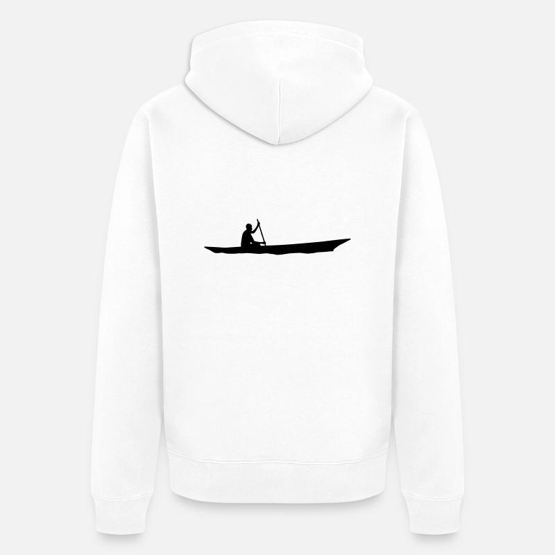 dessin en silhouette pirogue afrique bateau - Veste à capuche bio Premium Unisexe - blanc