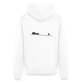 Auto Camping - Unisex Premium Bio Zip Hoodie - Weiß - Hinten - Thijin (182cm)