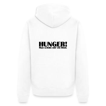 hunger - man schäle mir ein rind - Unisex Premium Bio Zip Hoodie - Weiß - Hinten - Thijin (182cm)