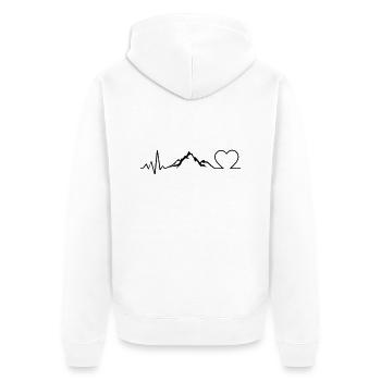 Landschaft - Berge Puls - Unisex Premium Bio Zip Hoodie - Weiß - Hinten - Thijin (182cm)