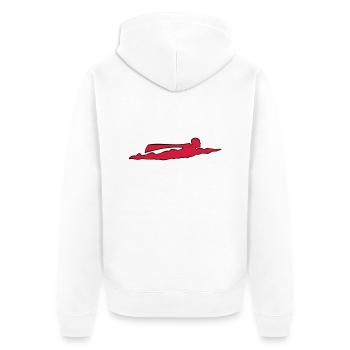 Superheld zweifarbig - Unisex Premium Bio Zip Hoodie - Weiß - Hinten - Thijin (182cm)