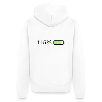 Fullenergy 115% Ladebalken - Unisex Premium Bio Zip Hoodie - Weiß - Hinten - Thijin (182cm)