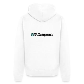 Trikotsponsor - Unisex Premium Bio Zip Hoodie - Weiß - Hinten - Thijin (182cm)
