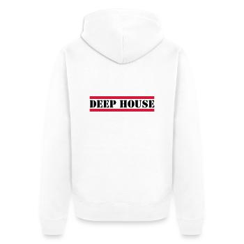 Deep House mit roten Linien - Unisex Premium Bio Zip Hoodie - Weiß - Hinten - Thijin (182cm)