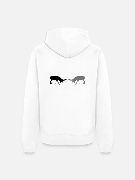 hirsch - geweih - jagd - jäger - Unisex Premium Bio Zip Hoodie - Weiß