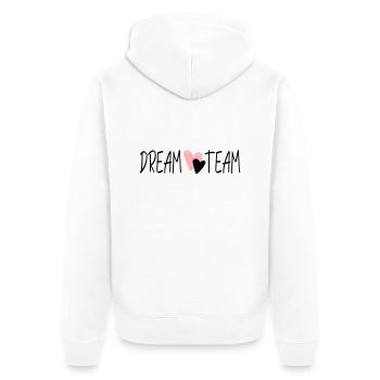 dreamteam - Unisex Premium Bio Zip Hoodie - Weiß - Hinten - Thijin (182cm)