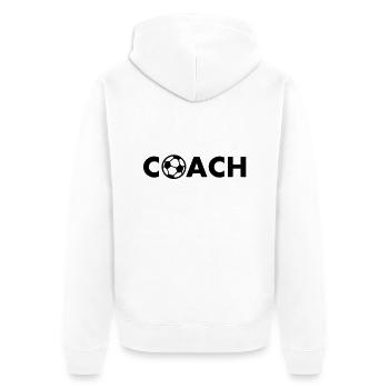 coach football - Unisex Premium Organic Zip Hoodie - white - Back - Thijin (182cm)