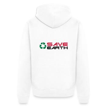Recycling__V007 - Unisex Premium Bio Zip Hoodie - Weiß - Hinten - Thijin (182cm)