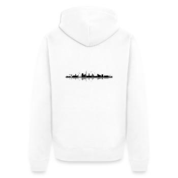 Skyline - Hamburg - Unisex Premium Bio Zip Hoodie - Weiß - Hinten - Thijin (182cm)