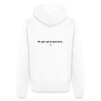 Mir geht glei de Gaul dorch - Unisex Premium Bio Zip Hoodie - Weiß - Hinten - Thijin (182cm)