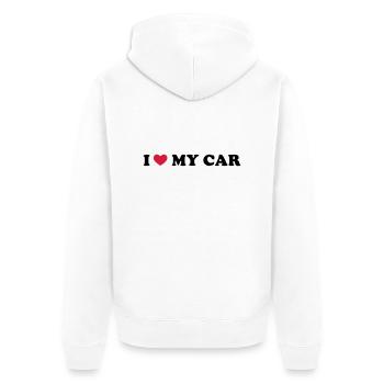 I Love My Car - Unisex Premium Bio Zip Hoodie - Weiß - Hinten - Thijin (182cm)