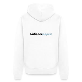 indianermoped - Unisex Premium Bio Zip Hoodie - Weiß - Hinten - Thijin (182cm)